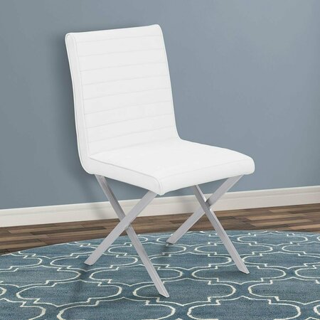 ARMEN LIVING Tempe Contemporary Dining Chair in White Faux Leather with Brushed Stainless Steel, 2PK LCTESIWHBS
